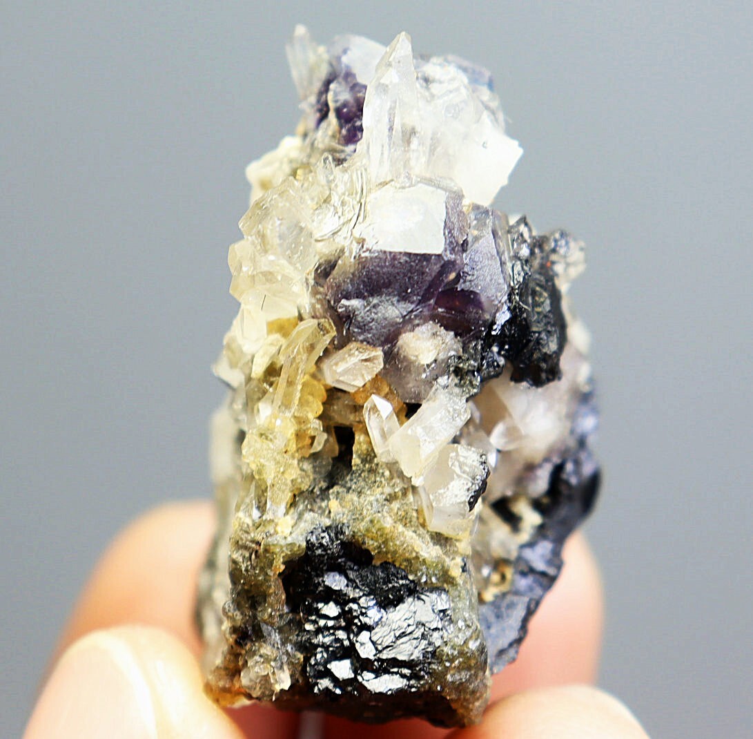 Natural Fluorite Phantom & Cassiterite Quartz Crystal Cluster Mineral Specimen