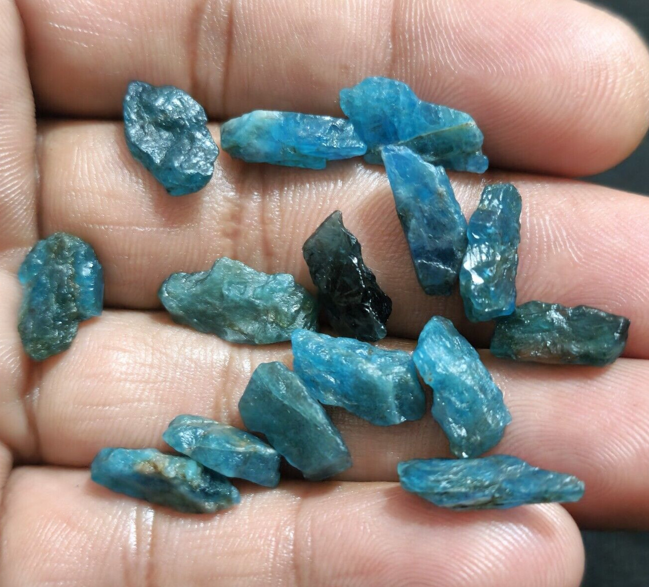 A+ Unique Blue Apatite Raw 15 Pcs Lot Size 12-14 MM Crystal Rough Loose Gemstone