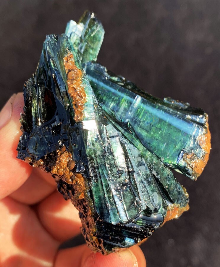 359CT Gemmy! Natural Transparent Green Vivianite Crystal Specimen Brazil ie5083
