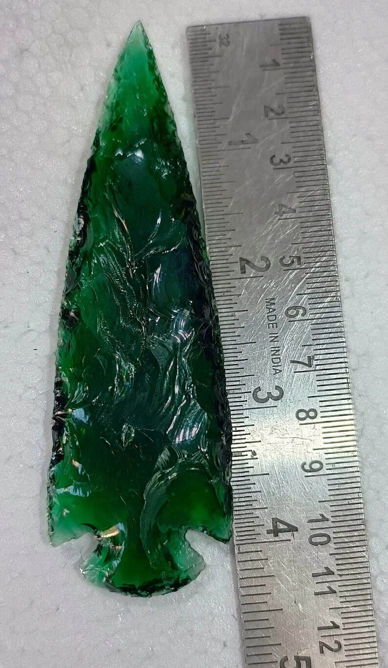 Green Obsidian Spearhead Arrowhead Crystal for Jewelry Making & Healing