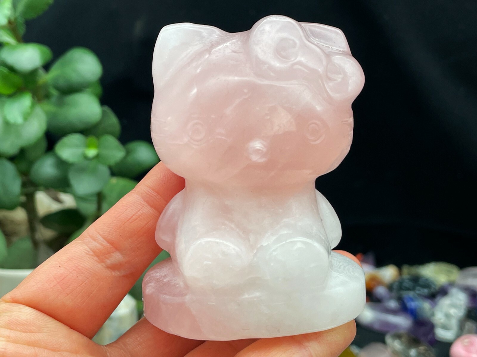 Rose Crystal Kitty Cat Crystal Carving Housewarming Gift Home Decor E042105
