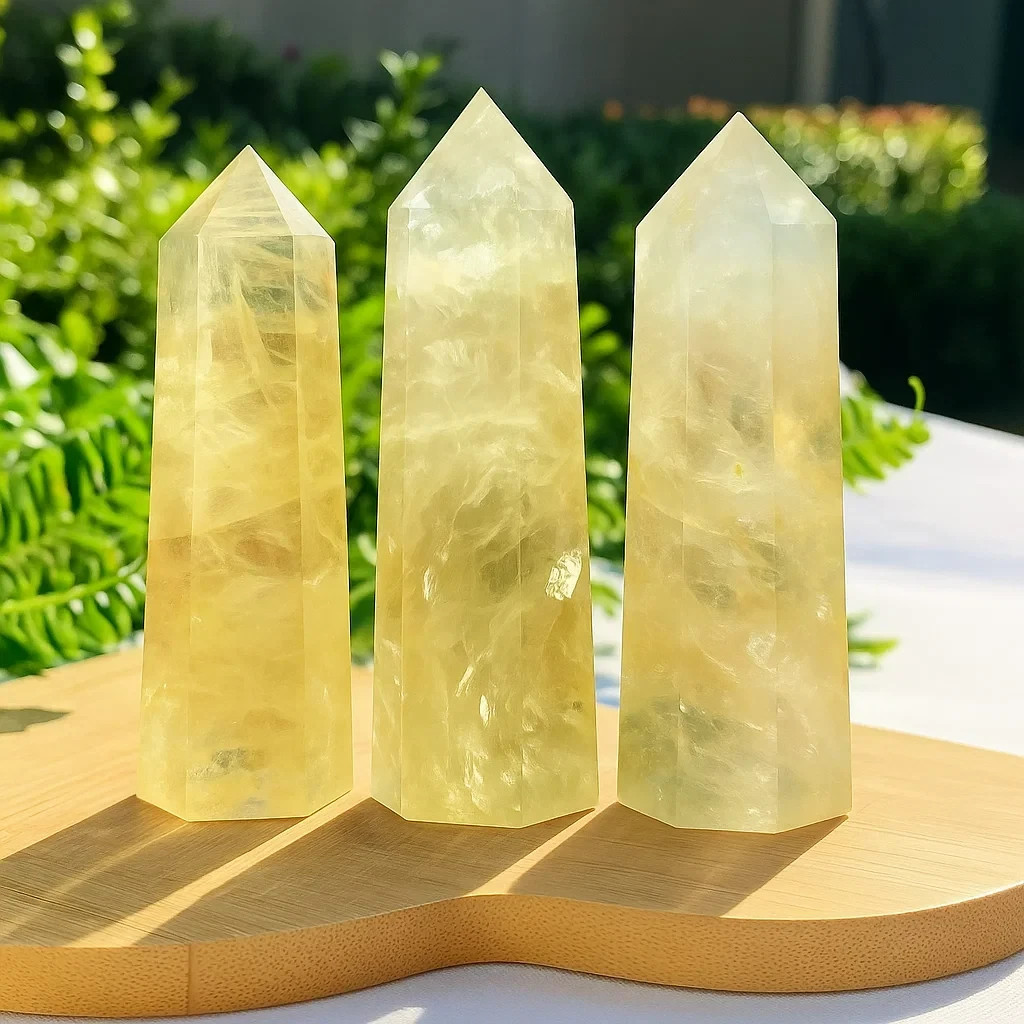 Natural Yellow Citrine Tower Point Crystal Obelisk Healing Meditation Home Decor