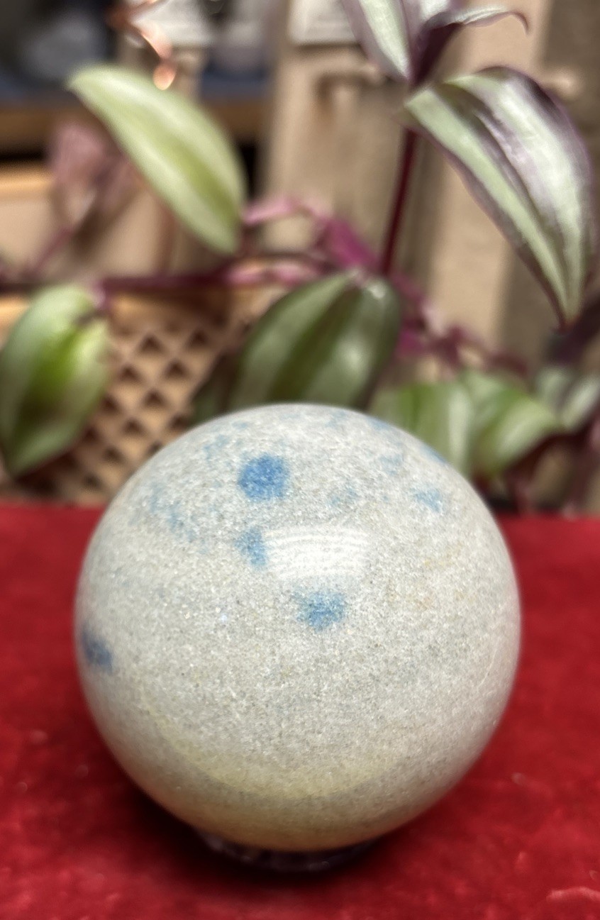 Cleavelandite Apatite 2” Sphere- Mineral Blue Grey Crystal Witch Stone 271 Grams