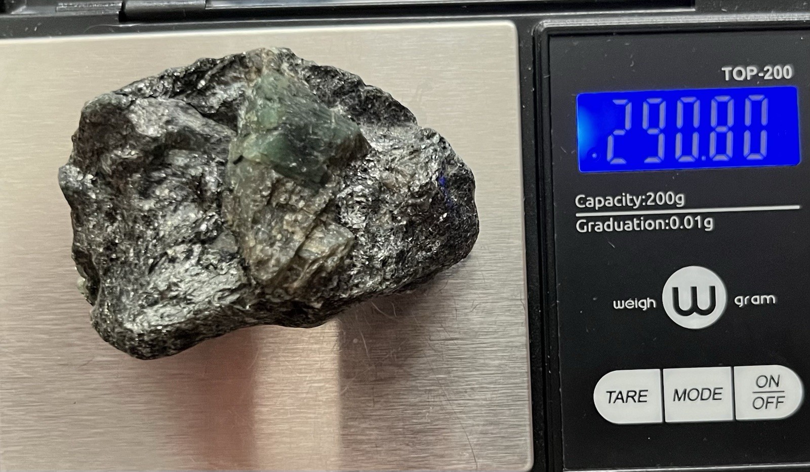 Raw Colombian Emerald Crystal, Mica Matrix 230.80ct Mineral Specimen Gem Tested