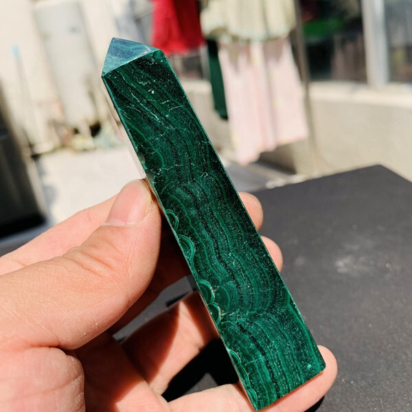 TOP! 187g Natural Malachite Quartz Crystal wand point oblisk healing