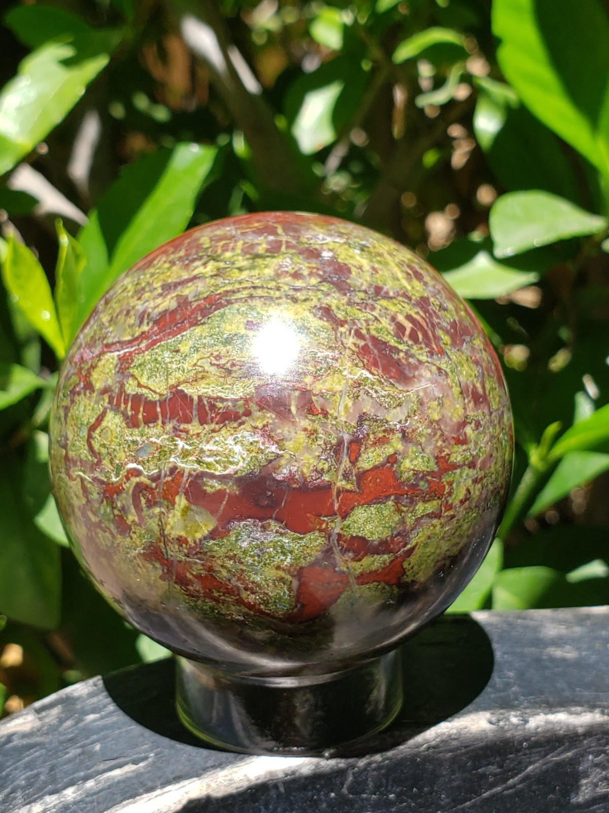2.41″ Dragon’s Blood Stone Jasper Quartz Mineral Crystal Sphere Ball Orb, 371g