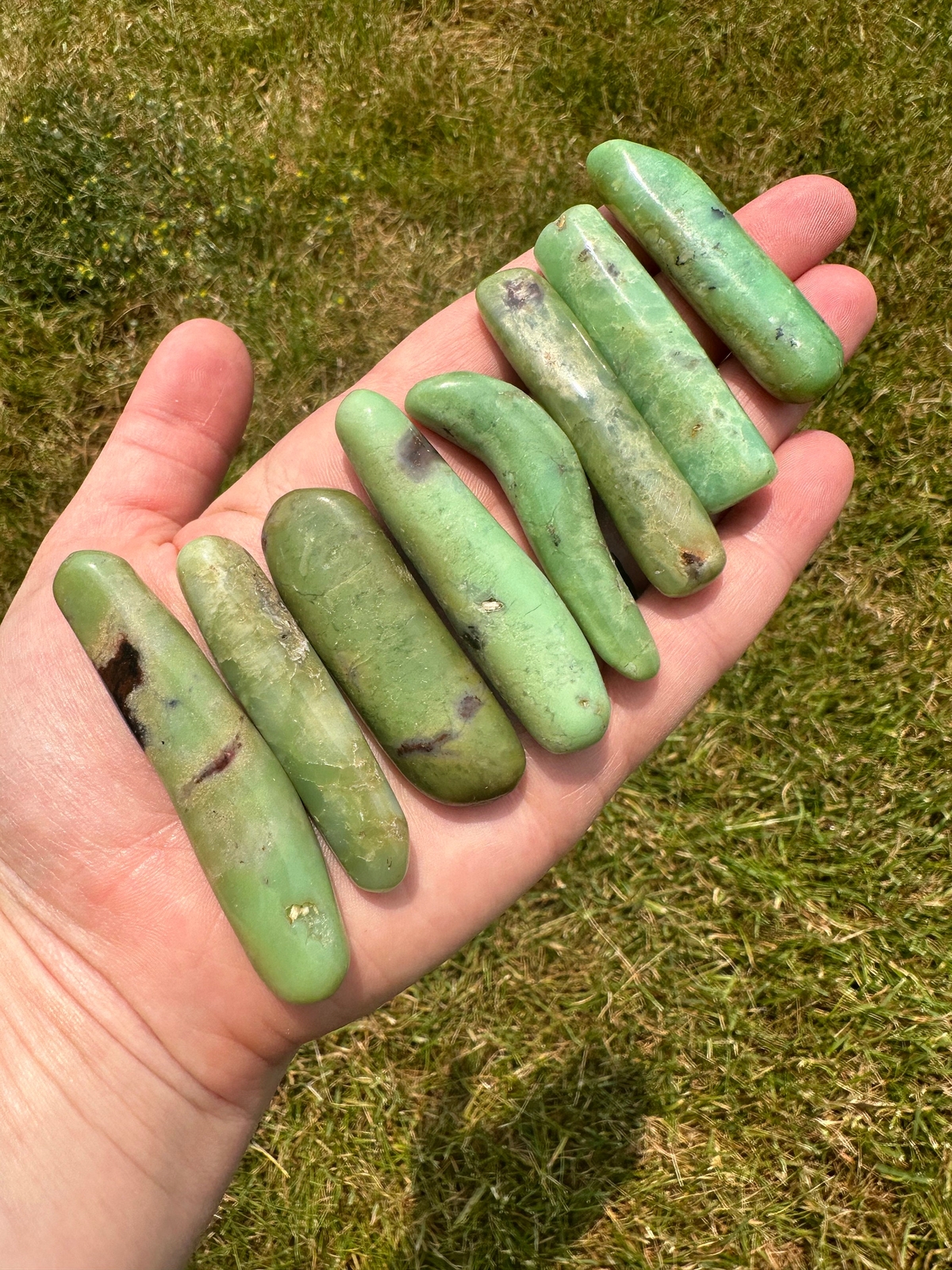 Chrysoprase Tumbled Wand, Natural Chrysoprase from Australia
