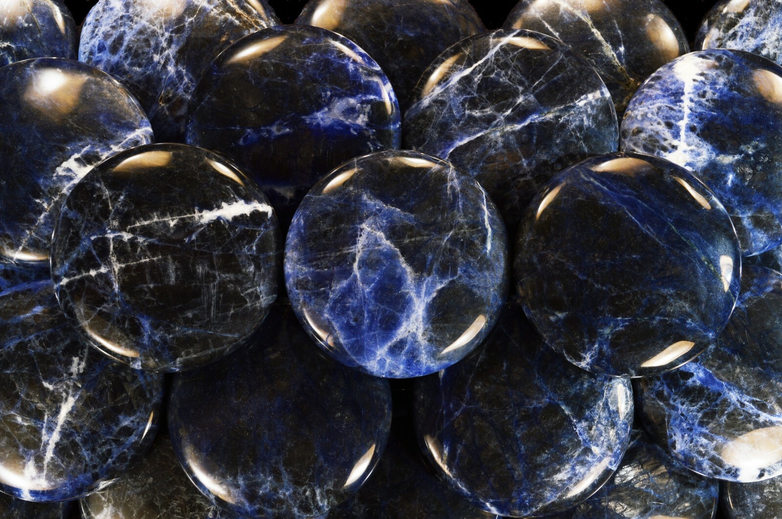 Palm Stone Blue Sodalite 2 1/2″ Massage Polished Healing Throat Chakra Reiki