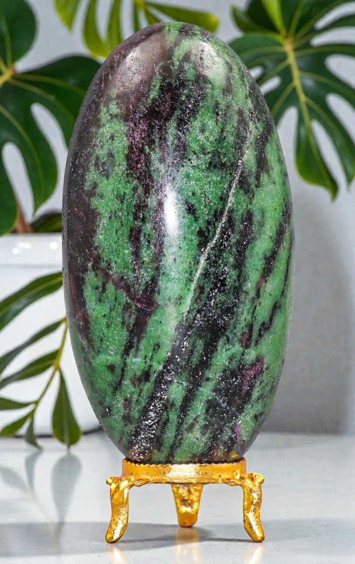 Green RUBY ZOISITE Crystal Anyolite Healing Reiki Energy Gemstone Lingam 105mm