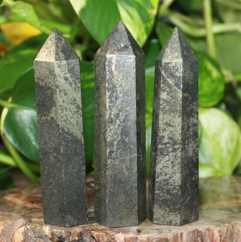 Natural Pyrite Healing Crystal Tower Point Wand Reiki Obelisk Home Decor Gifts