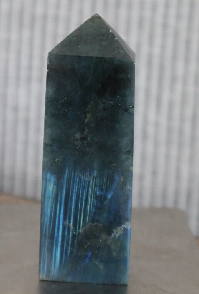 LABRADORITE TOWER/ 4 SIDED/ 4.07 INCHES TALL/ 140 GRAMS