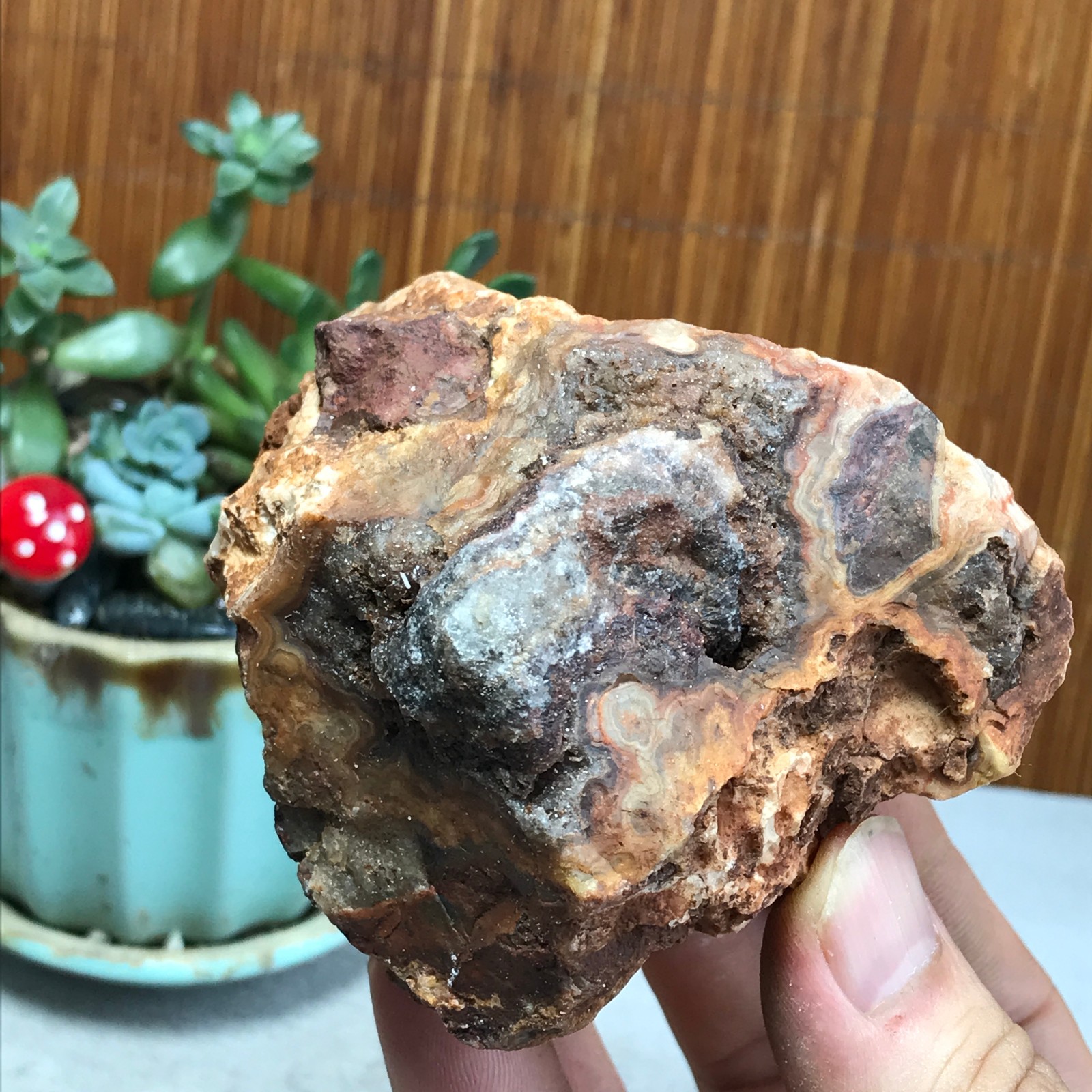 Natural crazy Mexican agate Crystal gemstone rough original Specimen 390g A6966