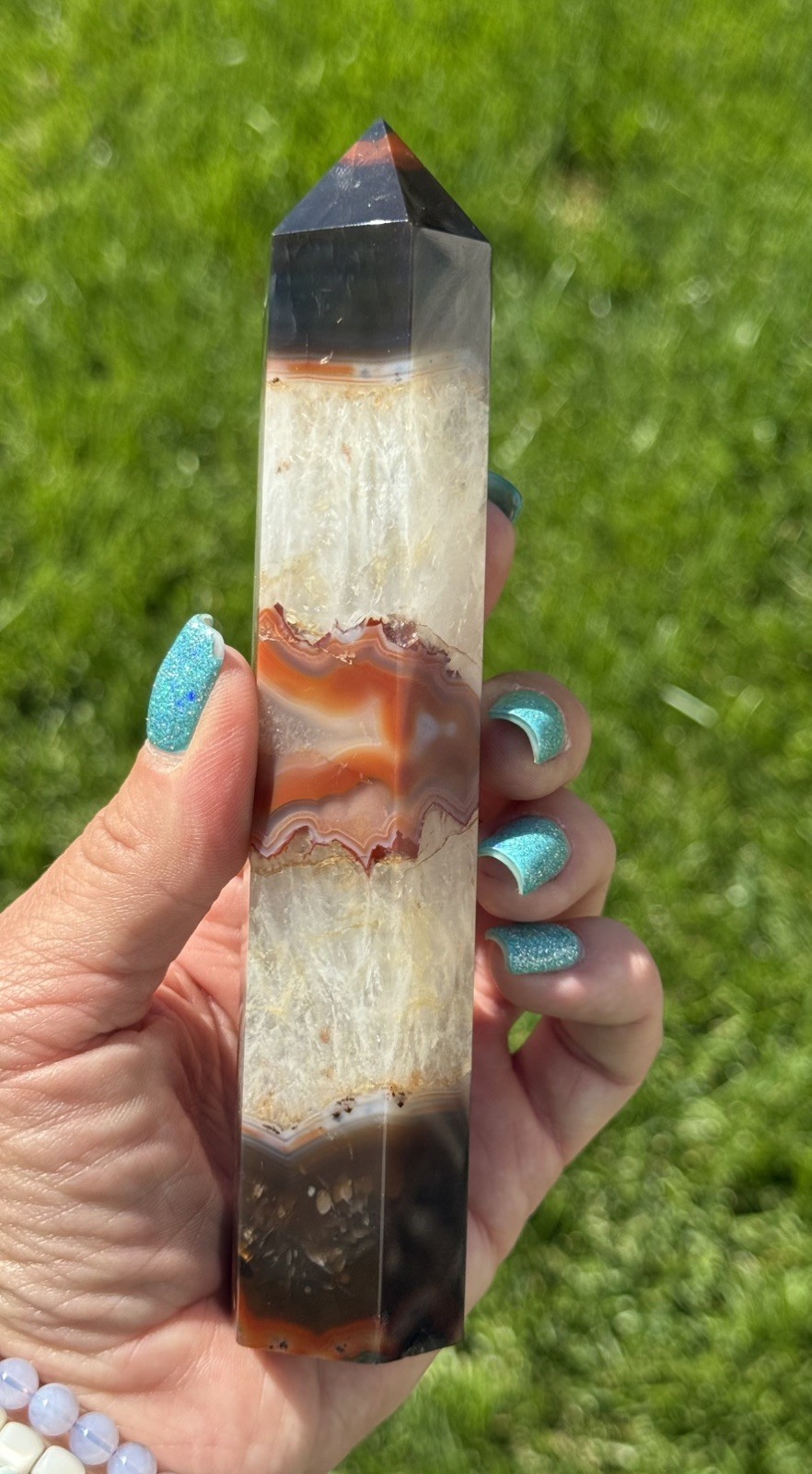 Carnelian in Quartz Crystal Tower, Collectors, 6”, Brazil, gift,