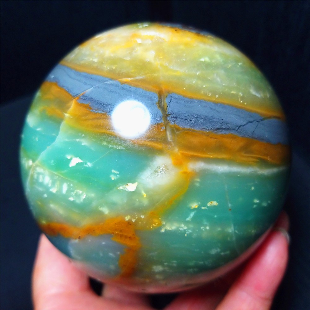1008g Natural Polishing Amazon Agate Chalcopyrite Symbiotic Crystal Ball A4935