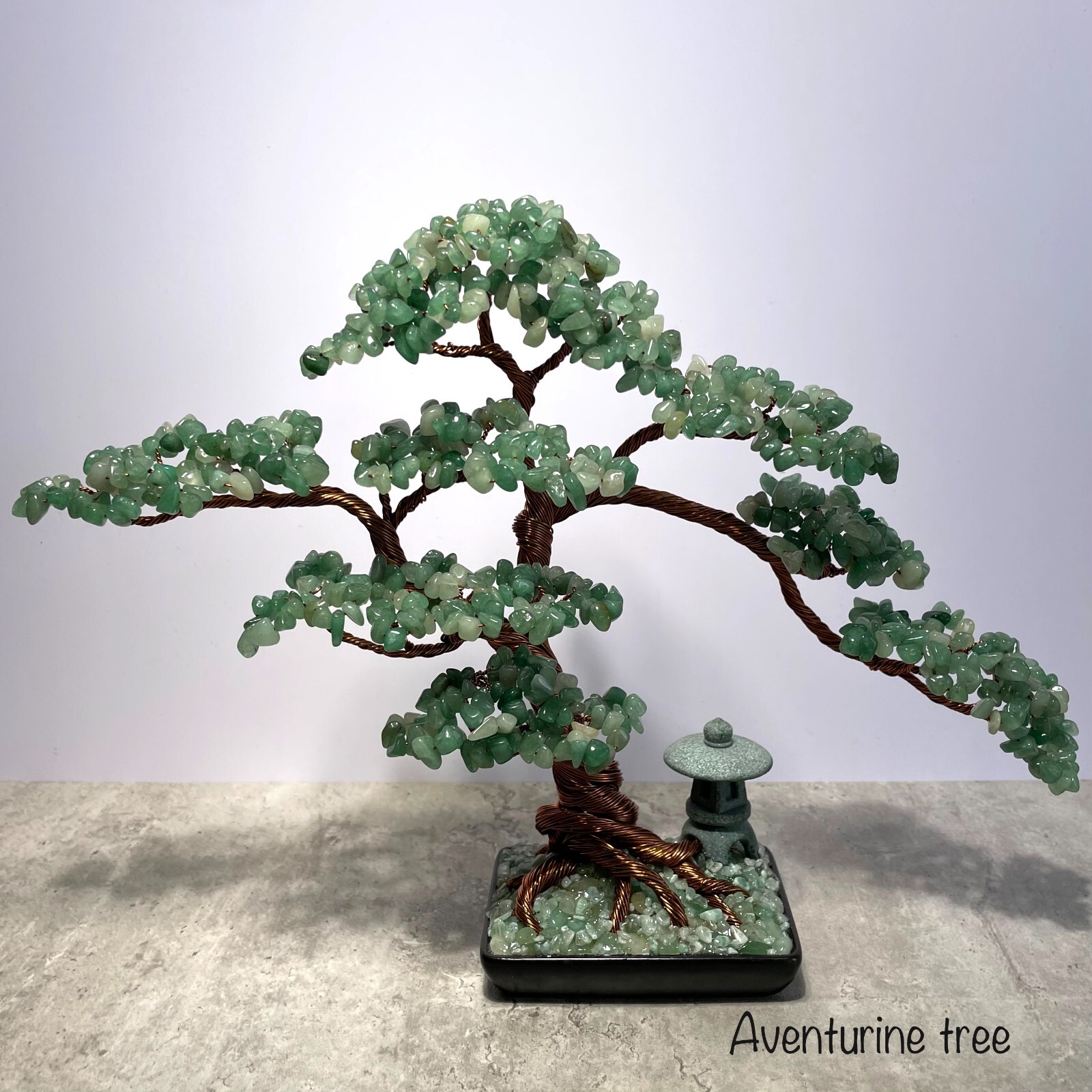 Large Aventurine, Rose Quartz Pagoda Bonsai Crystal tree Gemstone tree