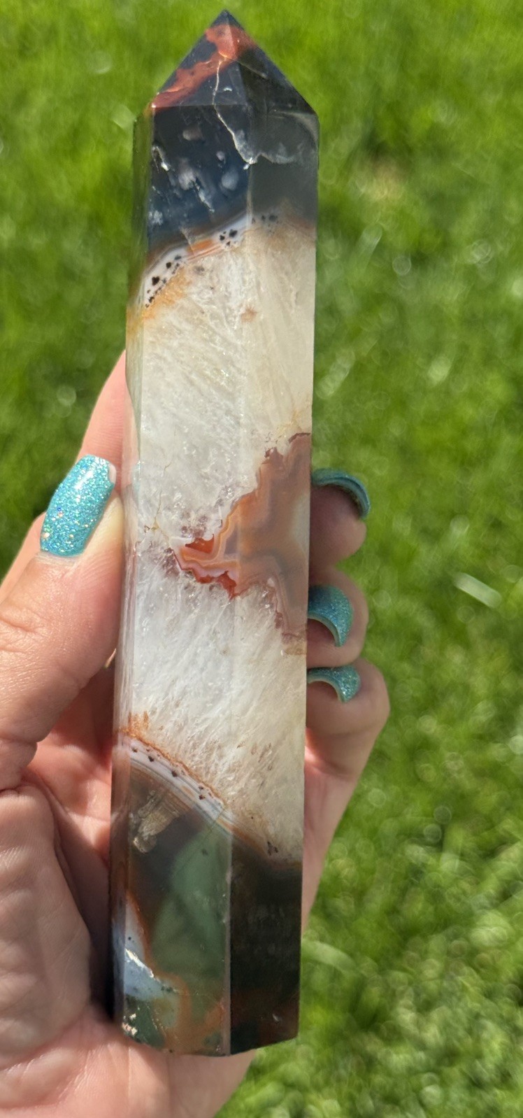 Carnelian in Quartz Crystal Tower, Collectors, 6”, Brazil, gift,