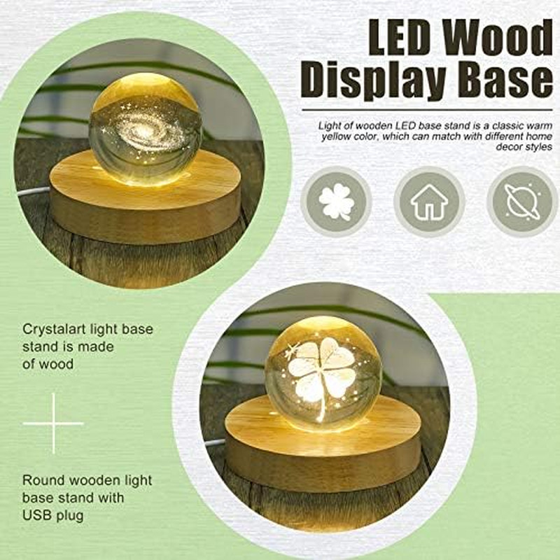 Wooden LED Light Base Display Stand for Acrylic Resin Crystal Sphere Glass Art