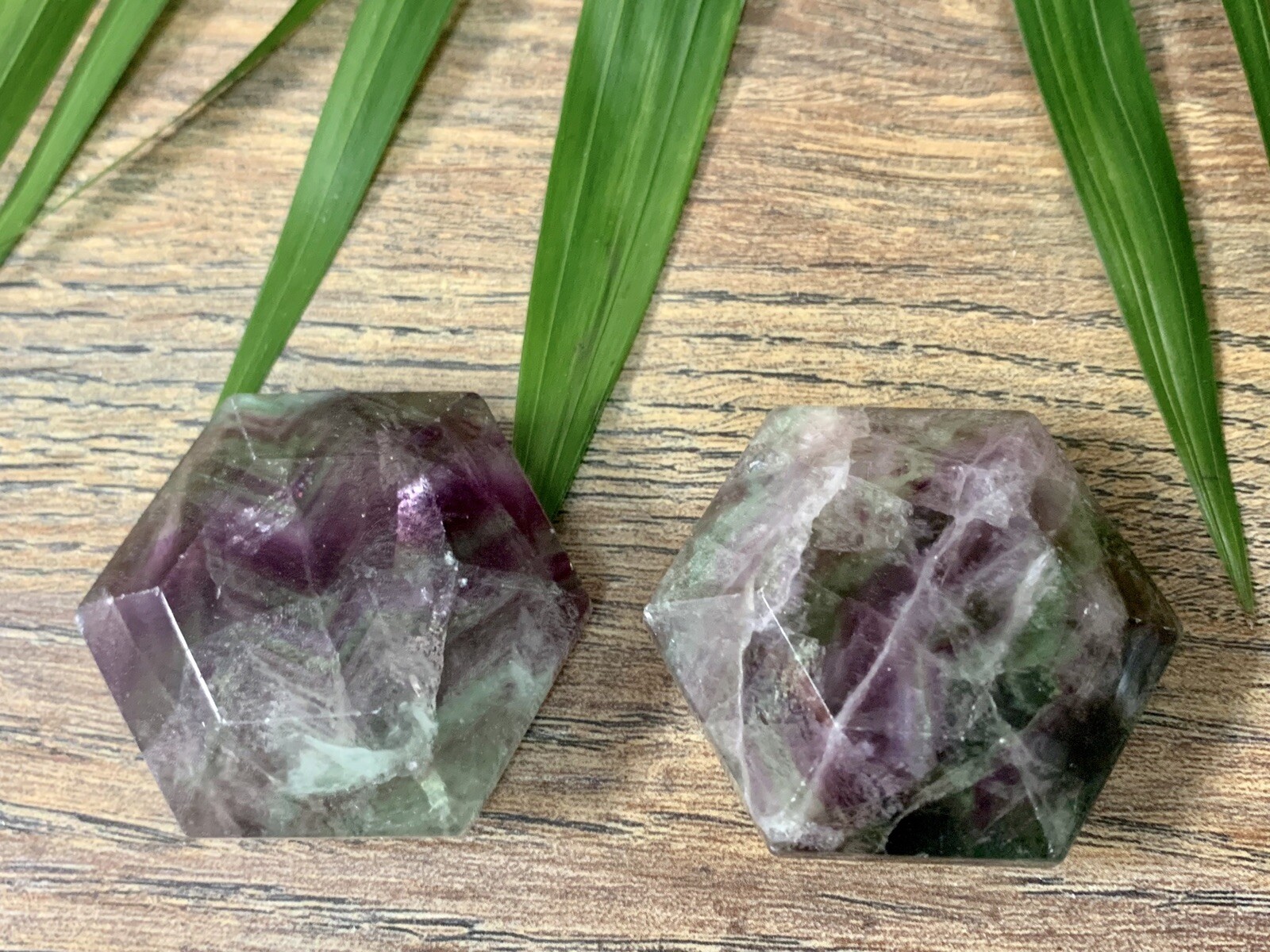 Fluorite Hexagon Crystal Hexagon Shape Gemstone Specimen Reiki Chakra Healing.