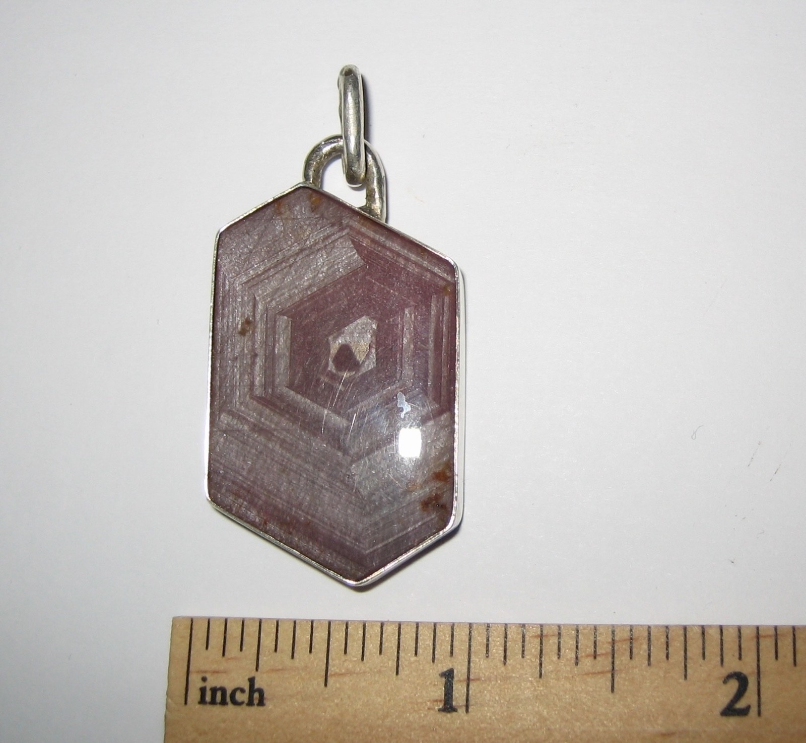 36mm x 22mm RUBY CRYSTAL STONE MINERAL SILVER PENDANT TANZANIA W/ RESIN COATING