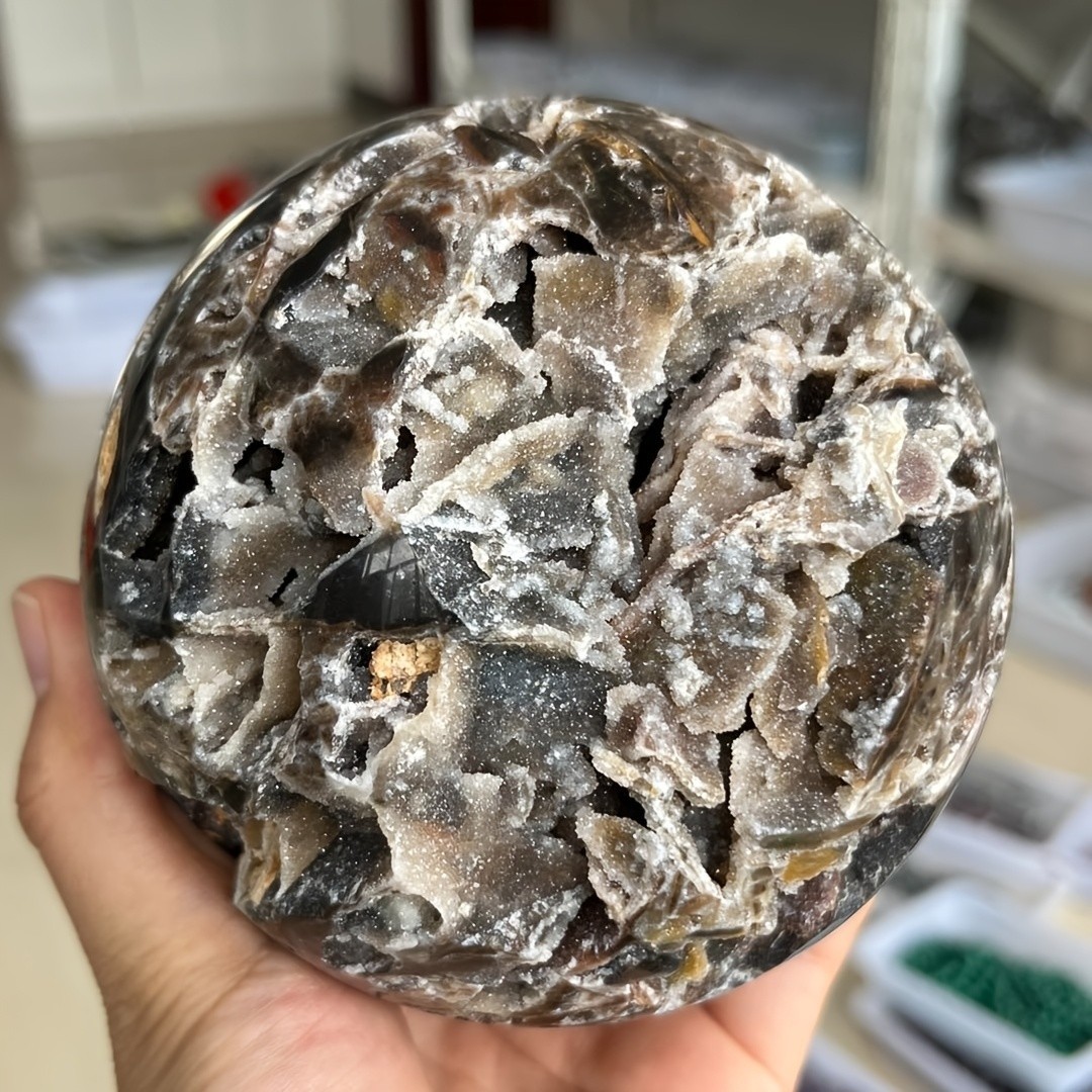 55mm Natural Crystal Sphalerite Ball Geode Sphere Quartz Druzy Stone Home Decor