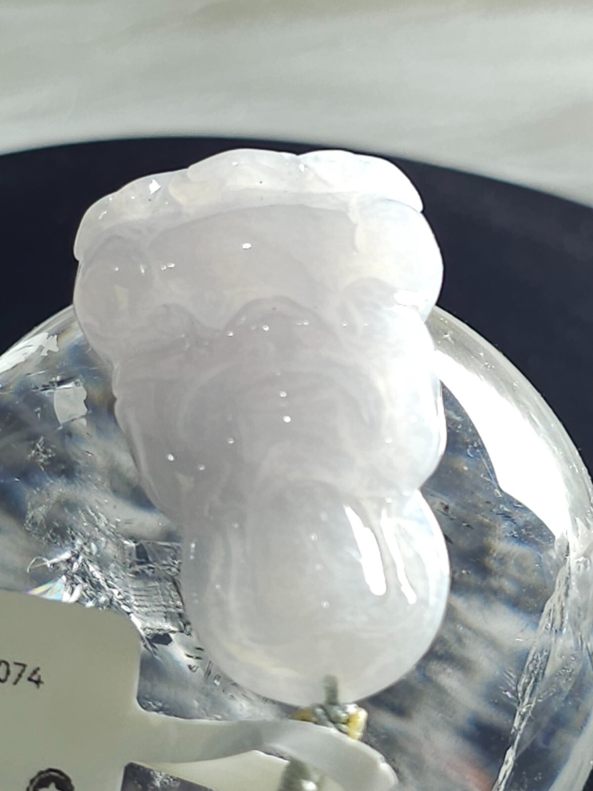 Lavender Jade Guanyin Pendant | 40mm | Seated Deity | Semi-Translucent Charm