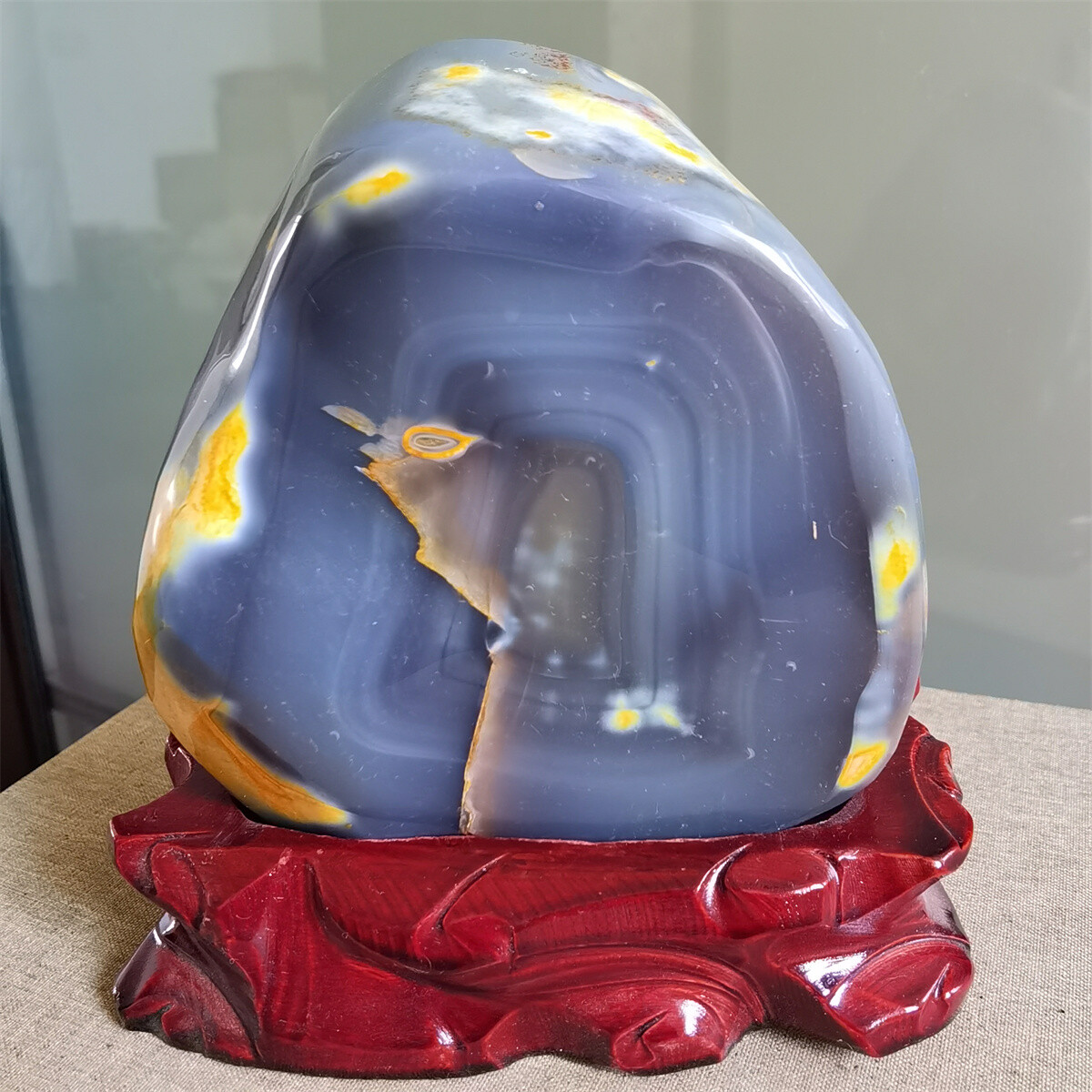 2.45Kg Beautiful Colourful agate Geode polishing furnishing article A712