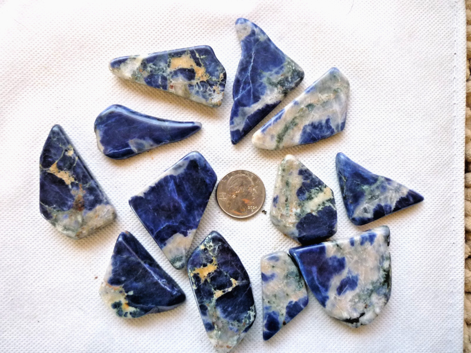 Natural Blue Sodalite Cabochon Loose Stone Jewelry Making Wire Wrapping 12 piece