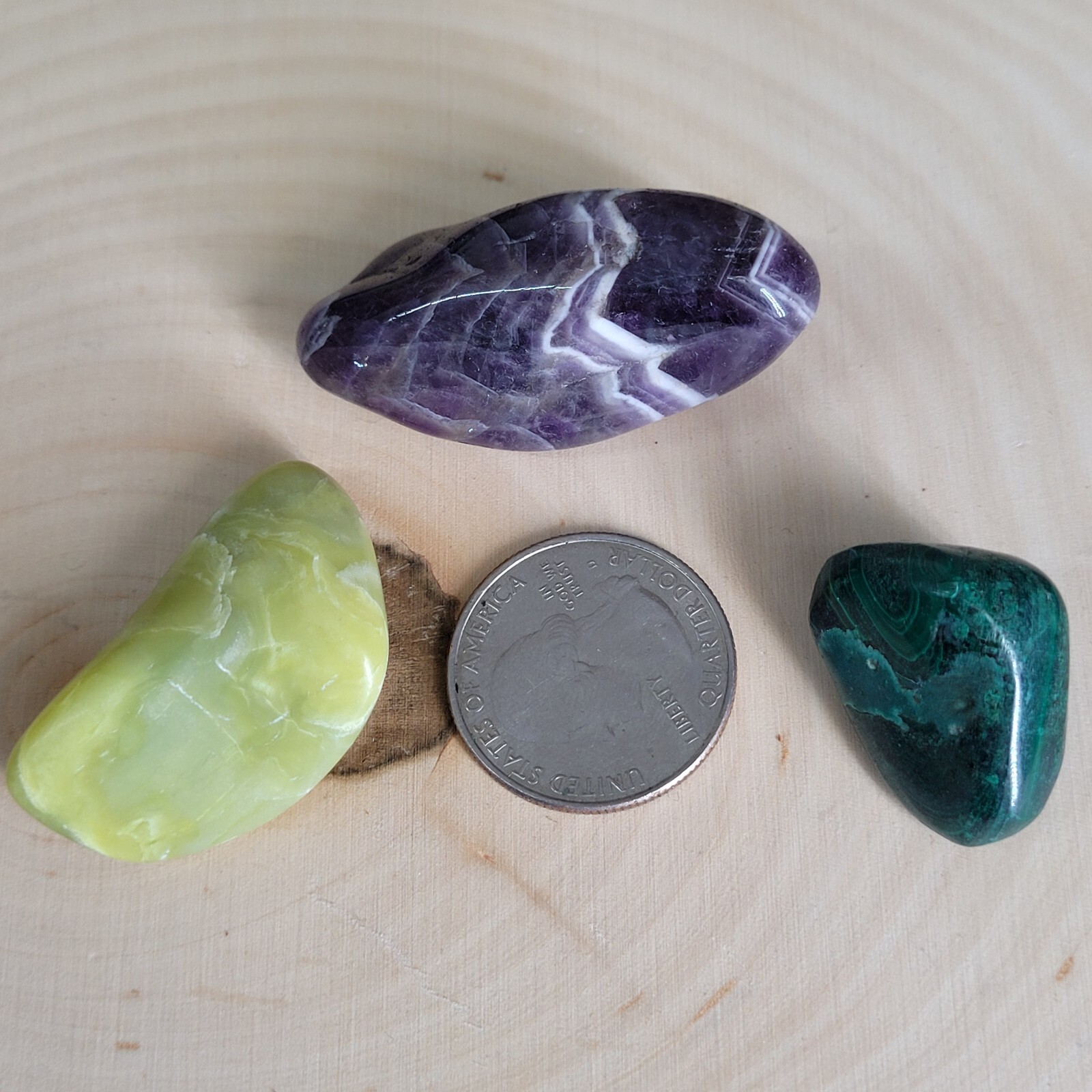 Spiritual Awakening: Malachite, Healerite & Chevron Dream Amethyst Crystal Set