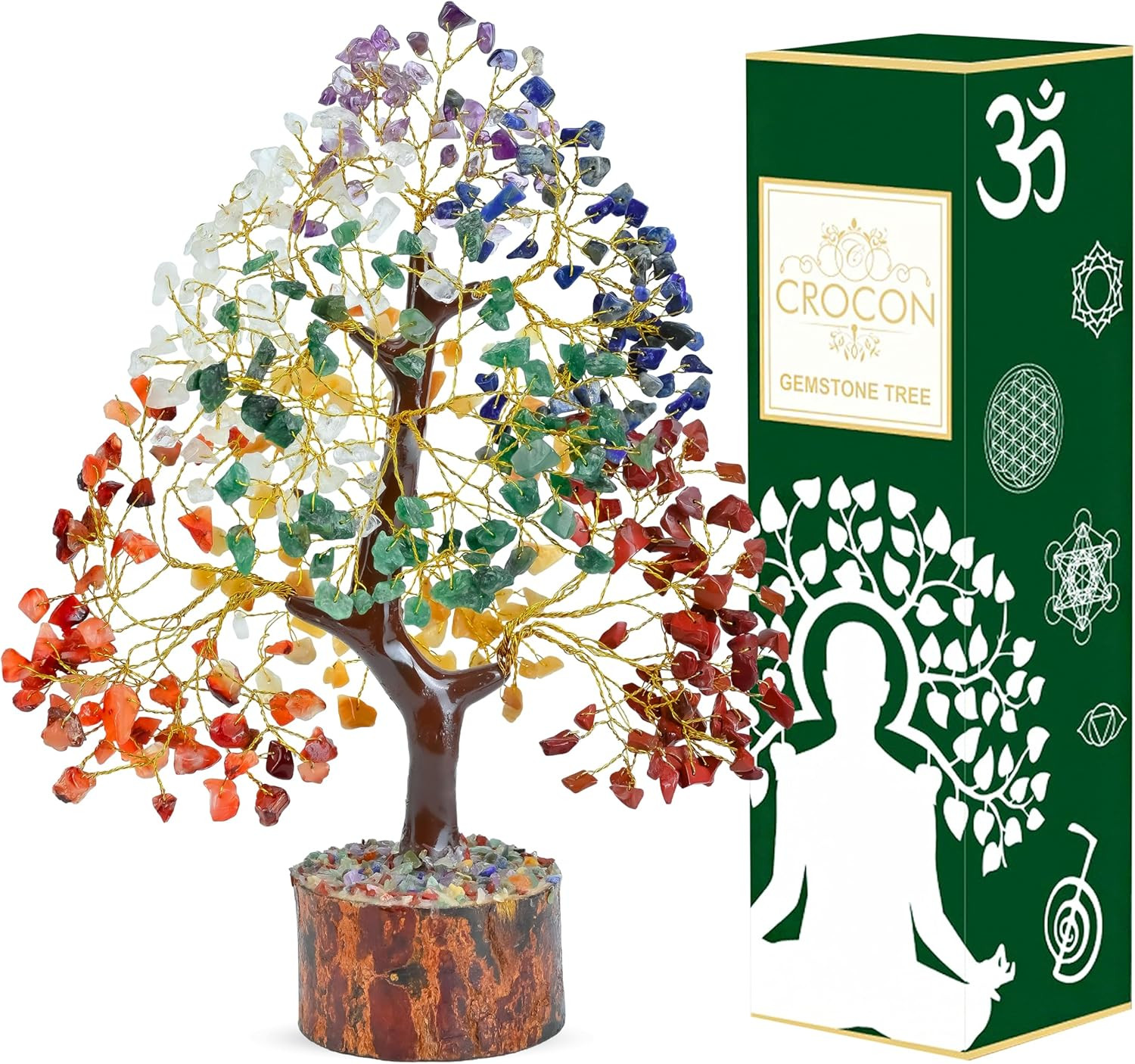 ® 7 Chakra Crystal Tree of Life, Healing Crystals Tree 10-12 Inch, Birthday Gift