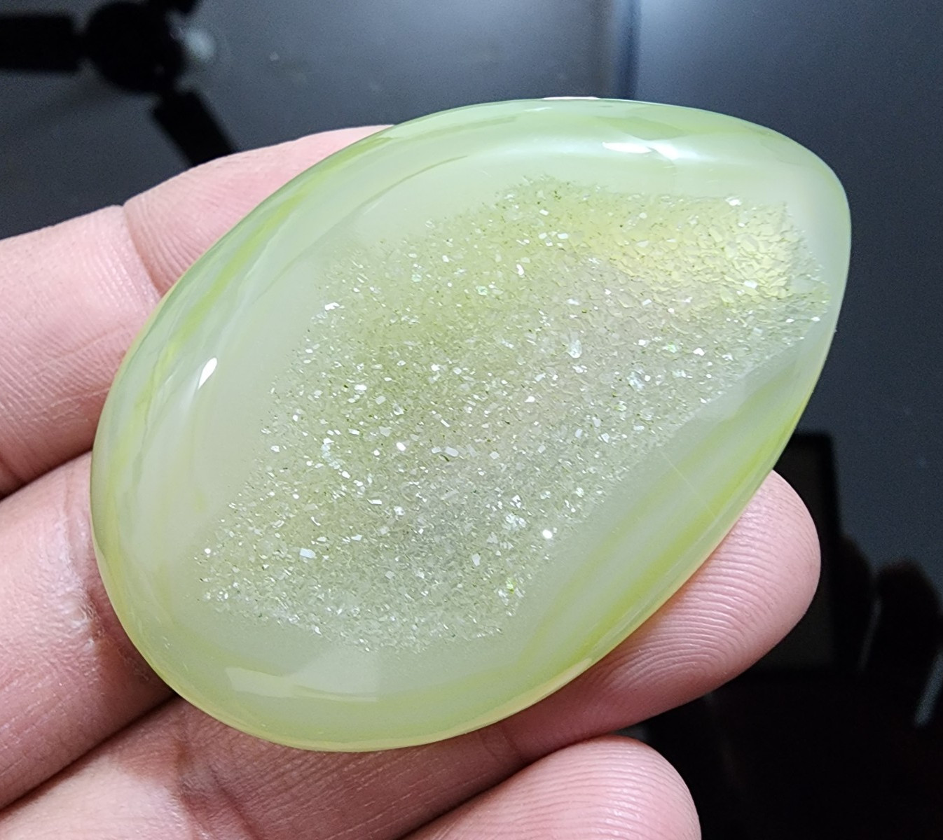 Natural 140ct Pear Window Druzy Agate Crystal Cabochon Loose Gemstone For Jewelr