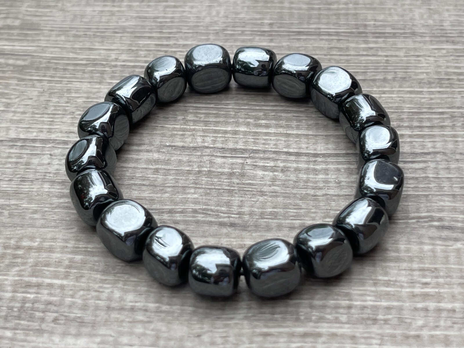 Grade A++ Hematite Tumbled Bracelet 8mm, Genuine Hematite Nugget Bracelet