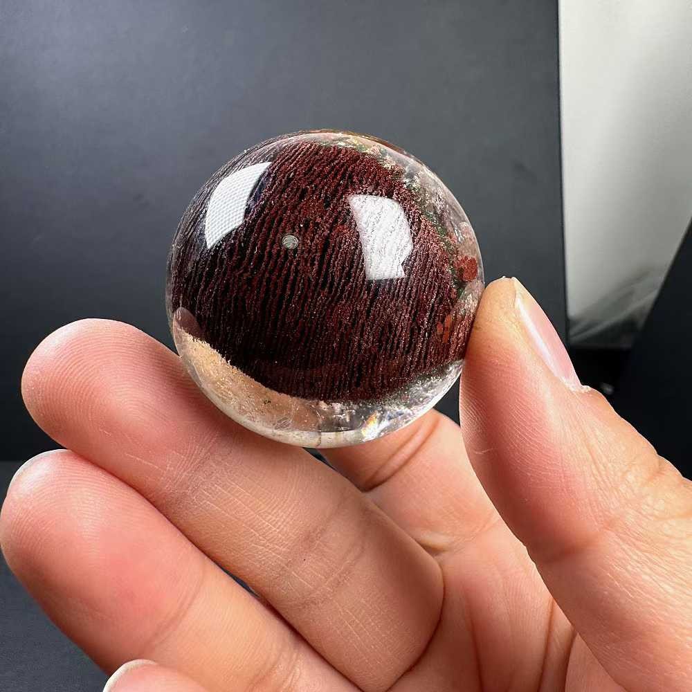 40mm Natural Ghost Quartz Sphere Crystal Ball Mineral Reiki Decor +Stand