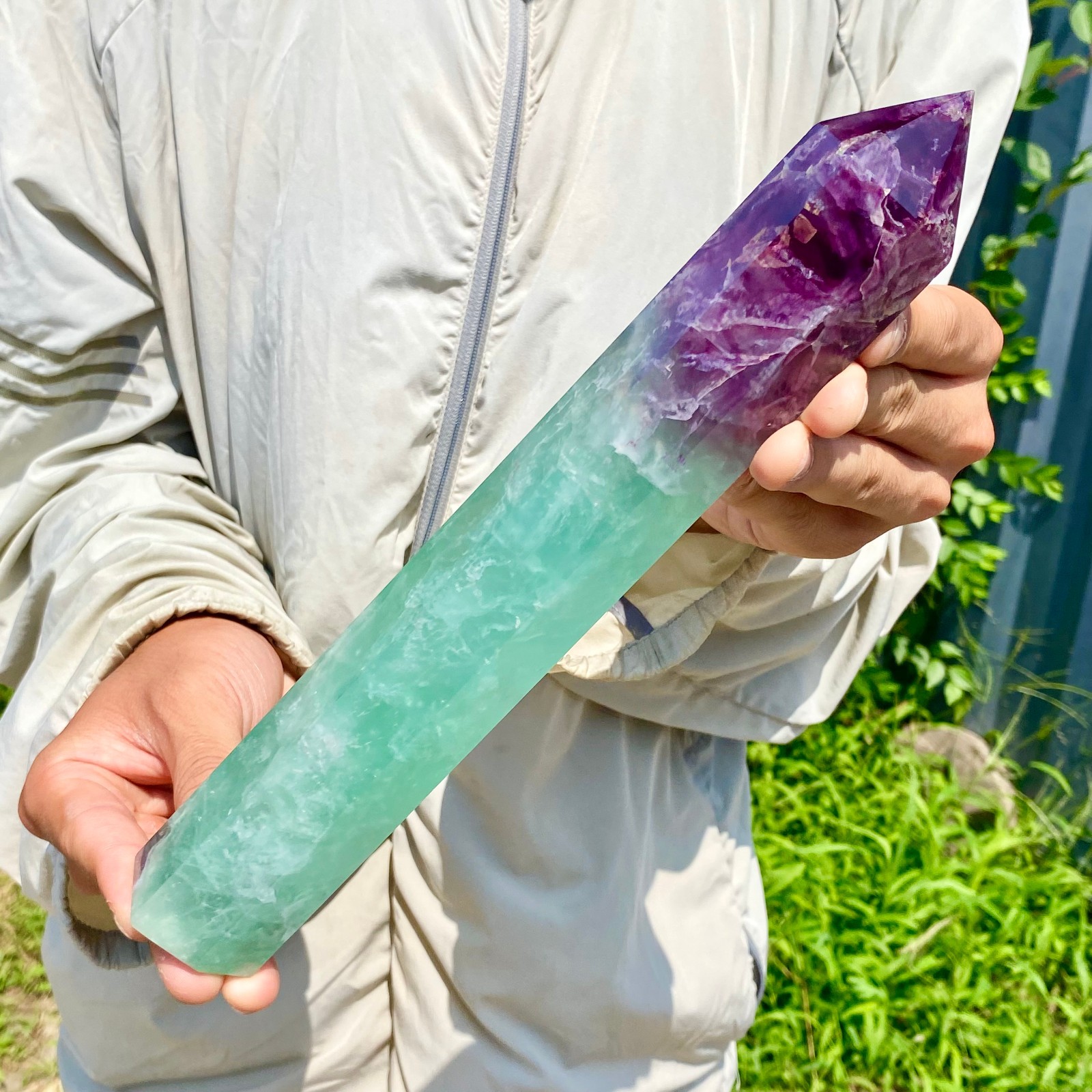 1.86LB Large Natural colored fluorite crystal column obelisk healing specimen