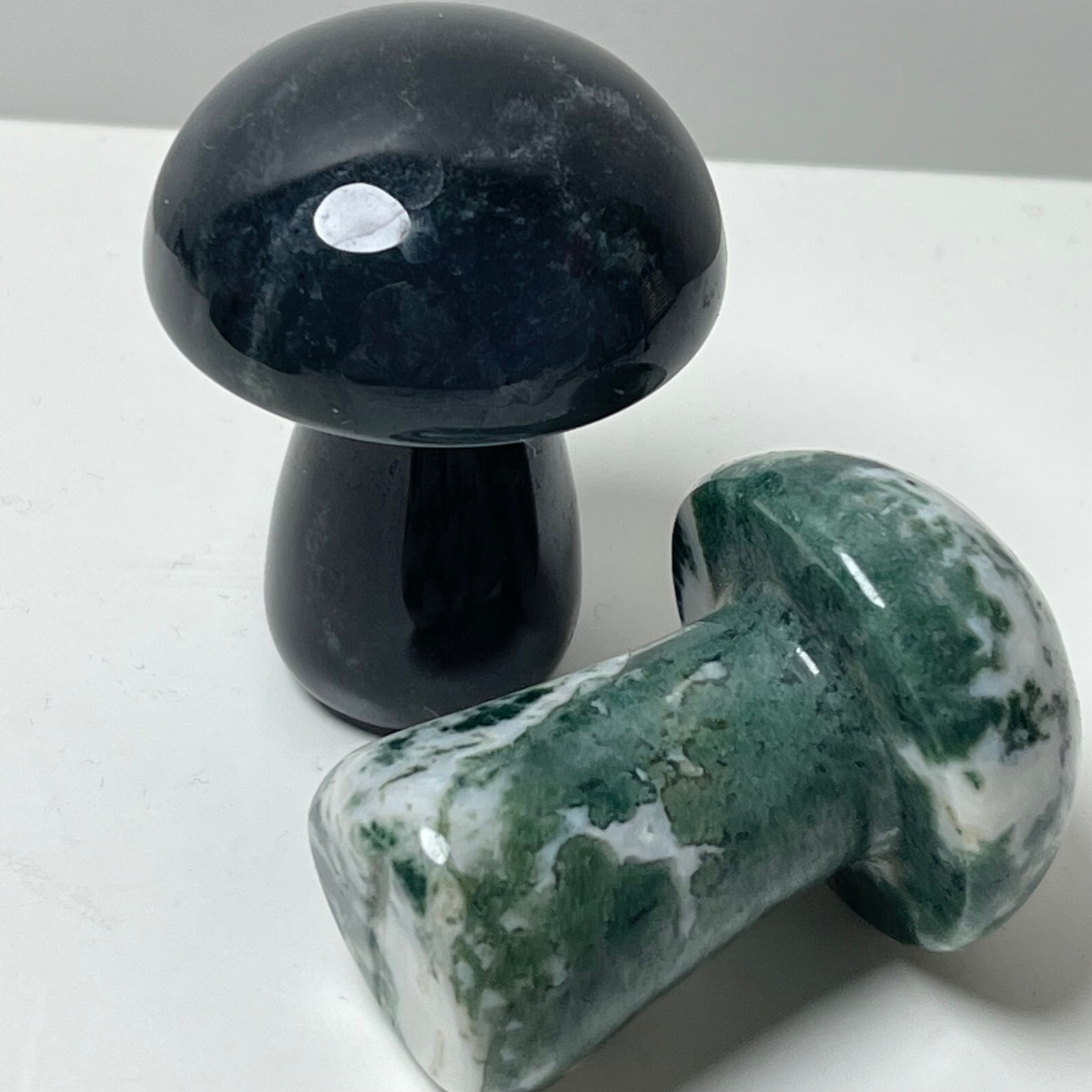2pcs Mushroom shaped Natural Mixed Quartz Crystal Carved Decorative Stone sa29