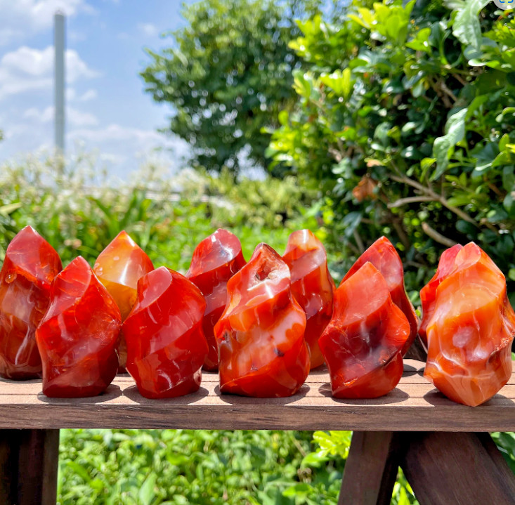 2025NEW! Carnelian Flame Stone Red Agate Stone Mineral Specimen Home Decor