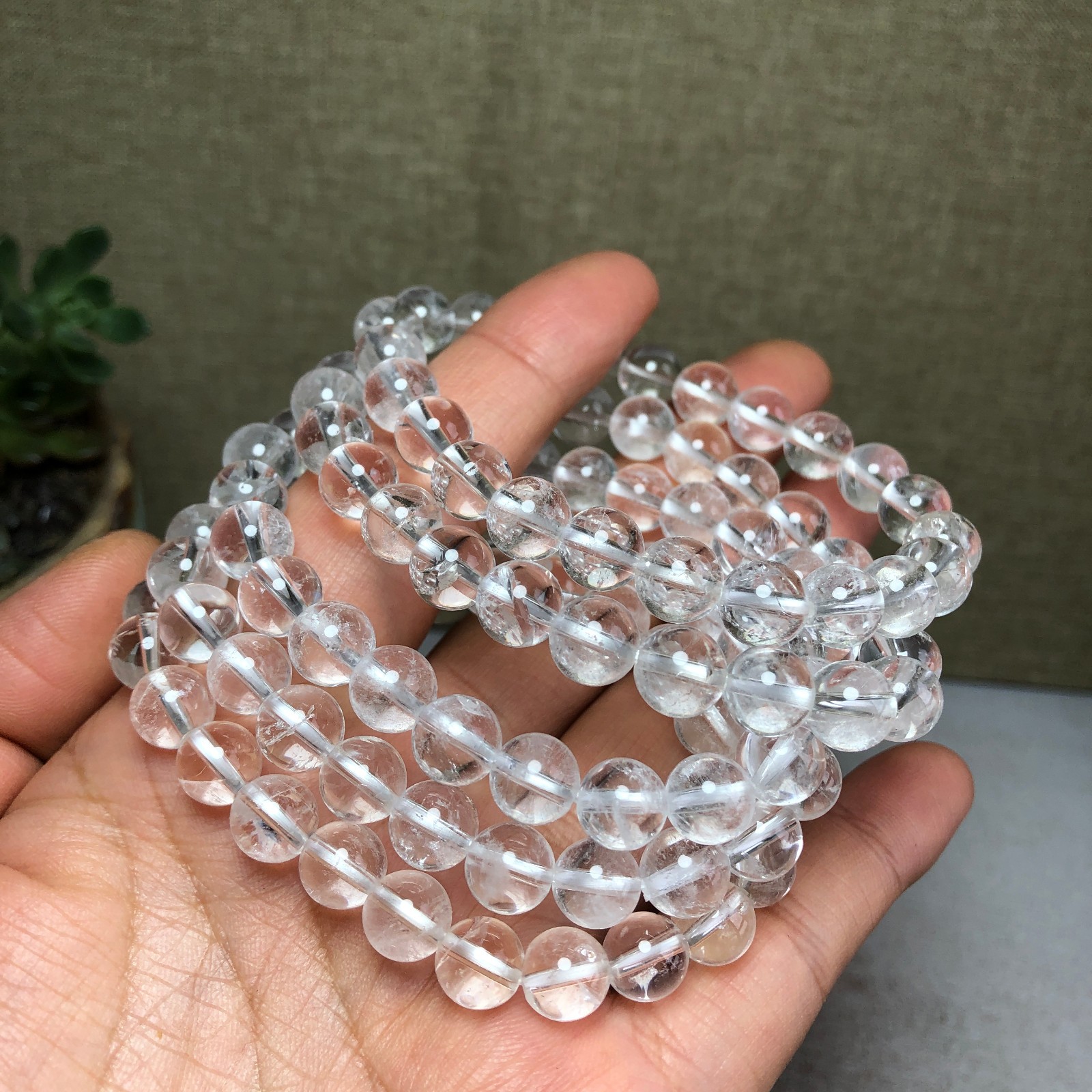 5pcs Natural white Crystal quartz chain beads bracelet 8mm 88g-90g A4767