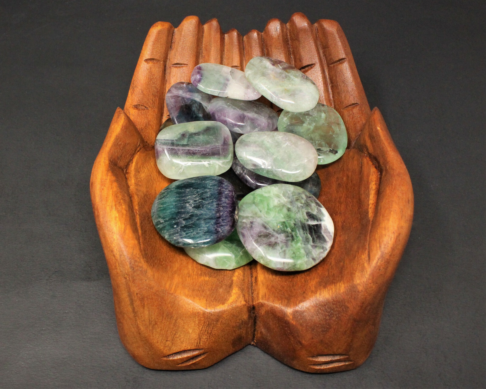 Fluorite Palm Stone MEDIUM (Smooth Polished Fluorite Gemstone Worry Stone)
