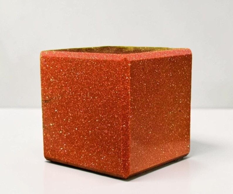 Large 70mm Red Goldstone Crystal Cube Sparkling Polished Stone Healing Decor