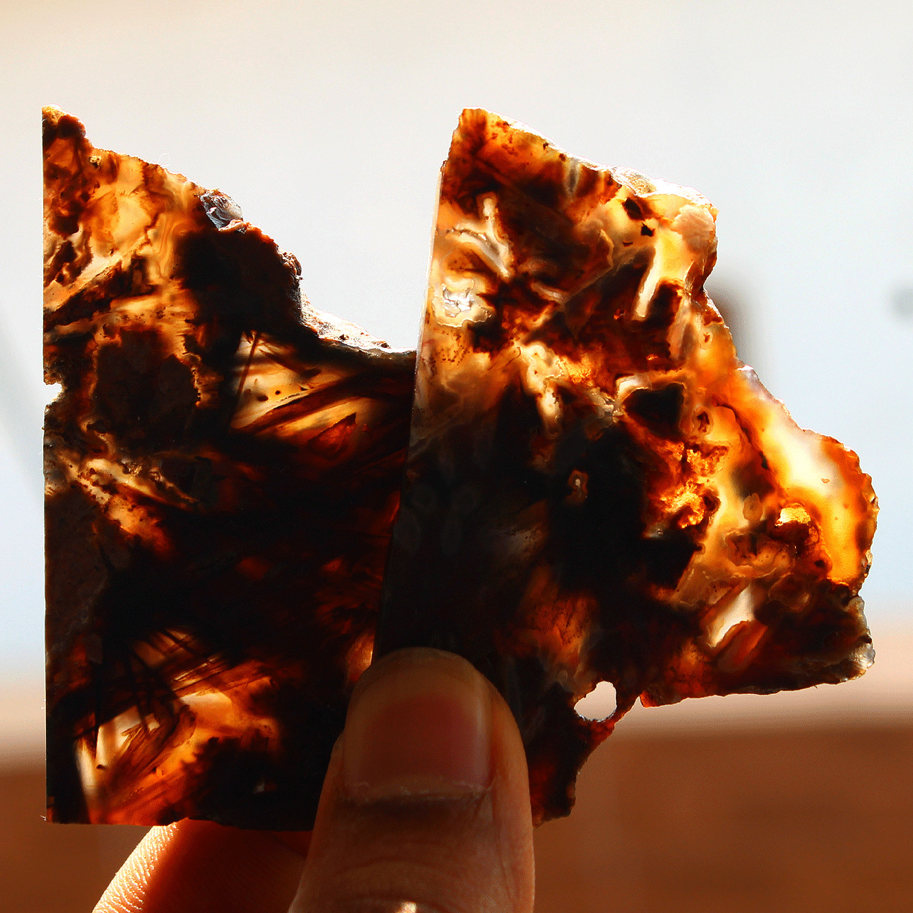 2 Pcs Natural Turkish Agate Stick Agate Raw Crystal Slice Druzy Mineral Specimen