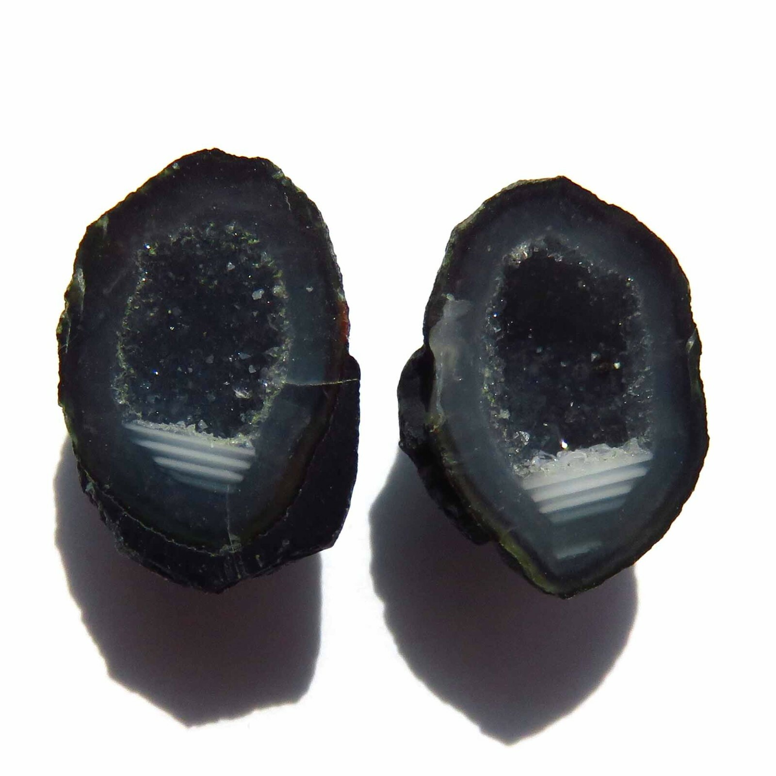 Tabasco – Tiny Mexican Baby Geode Polished Halves for Jewelry * Display TAB1036