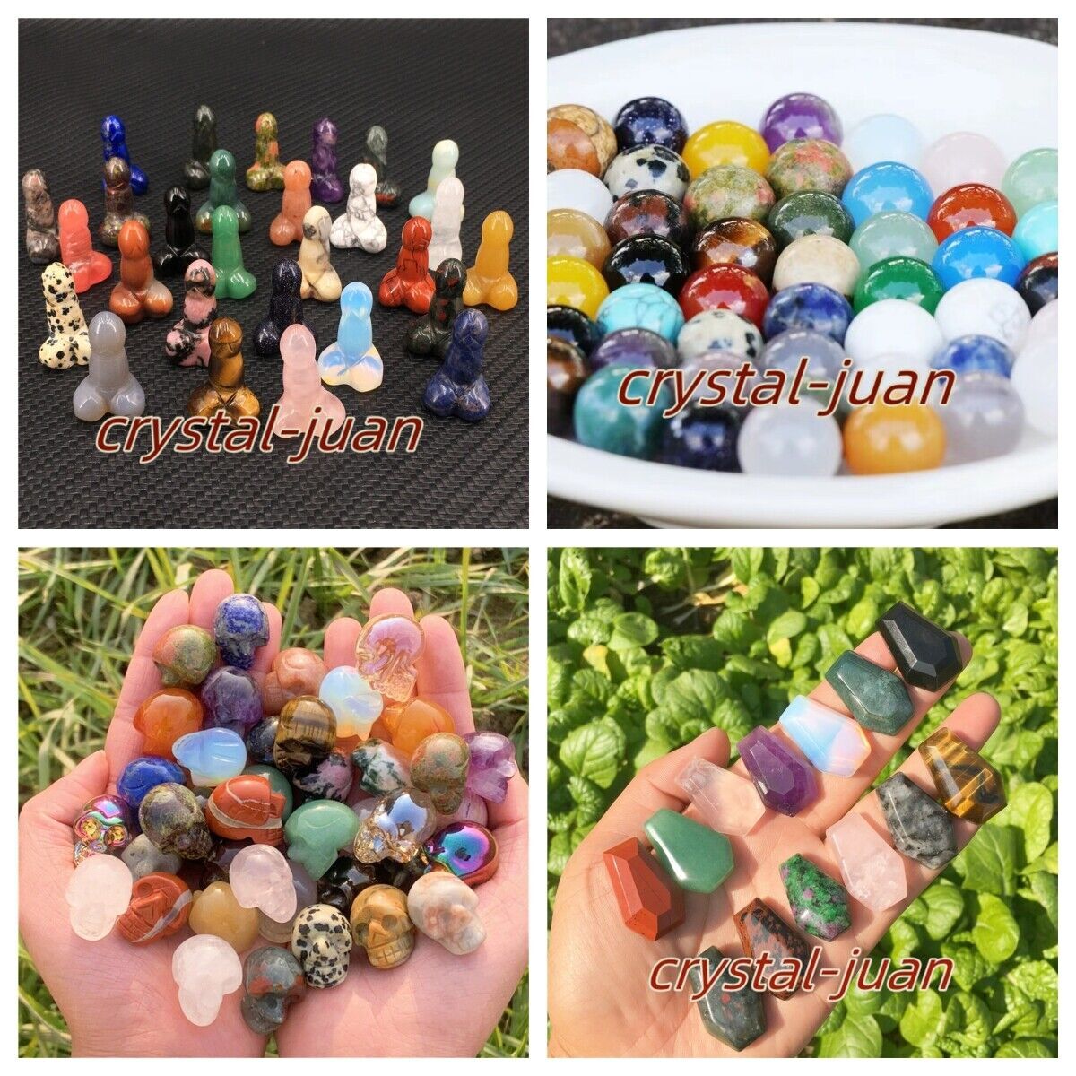 A lot of Quartz Crystal skull Penis,ball,Obelisk ,heart,coffin, Moon Wholesale