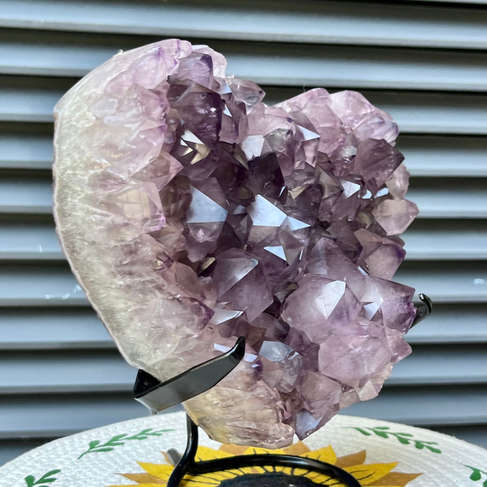 8.3 lb Natural Amethyst Cluster Heart Crystal Specimen Collectible Display Stand