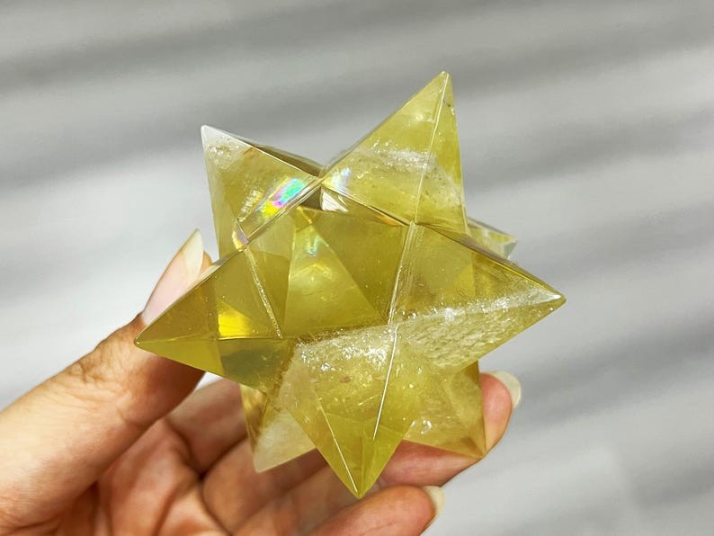 2.8” Natural citrine Merkaba，Crystal Merkaba,Crystal dodecahedron,Home decor