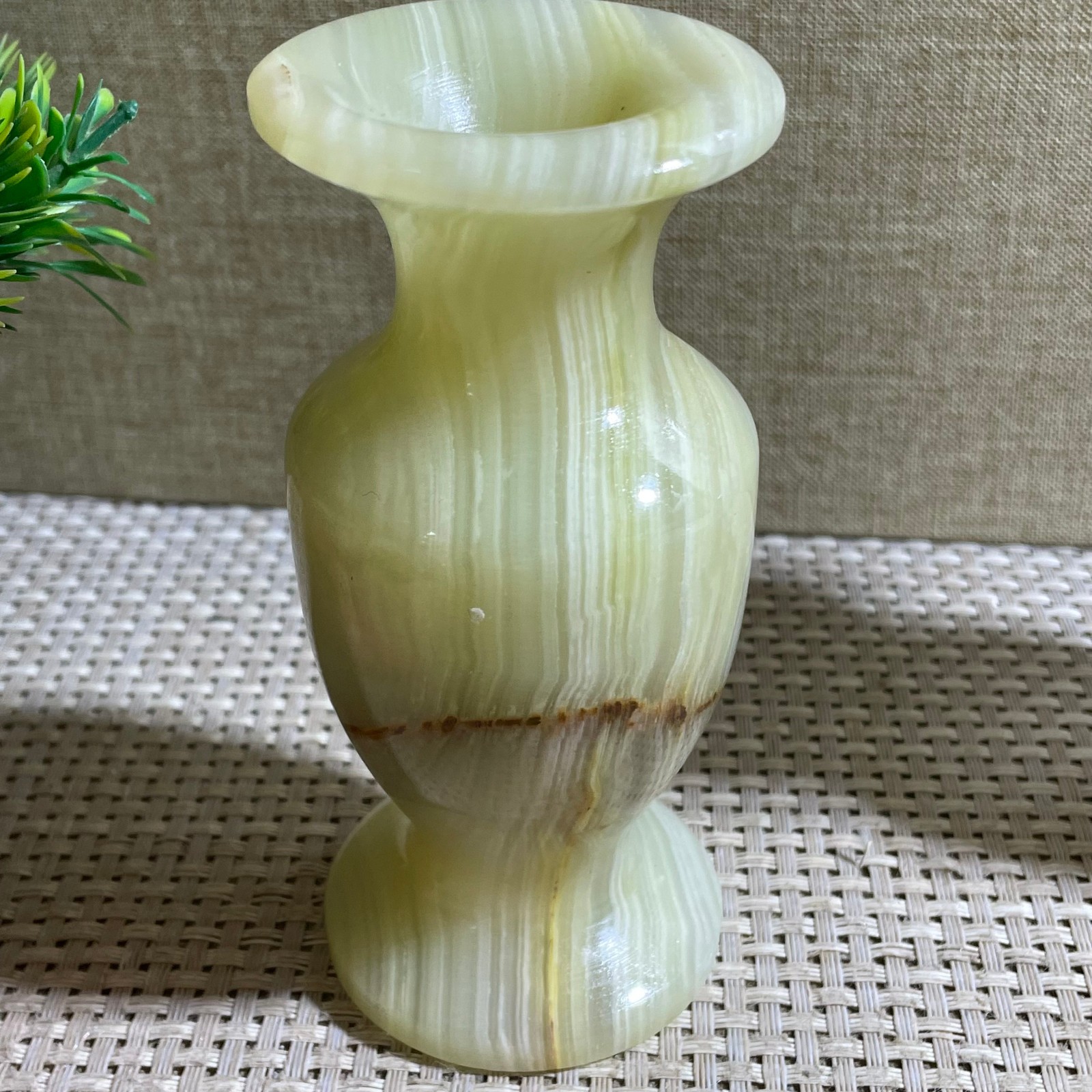 Afghan Jade, Banded Green Onyx Vase home decor 426g