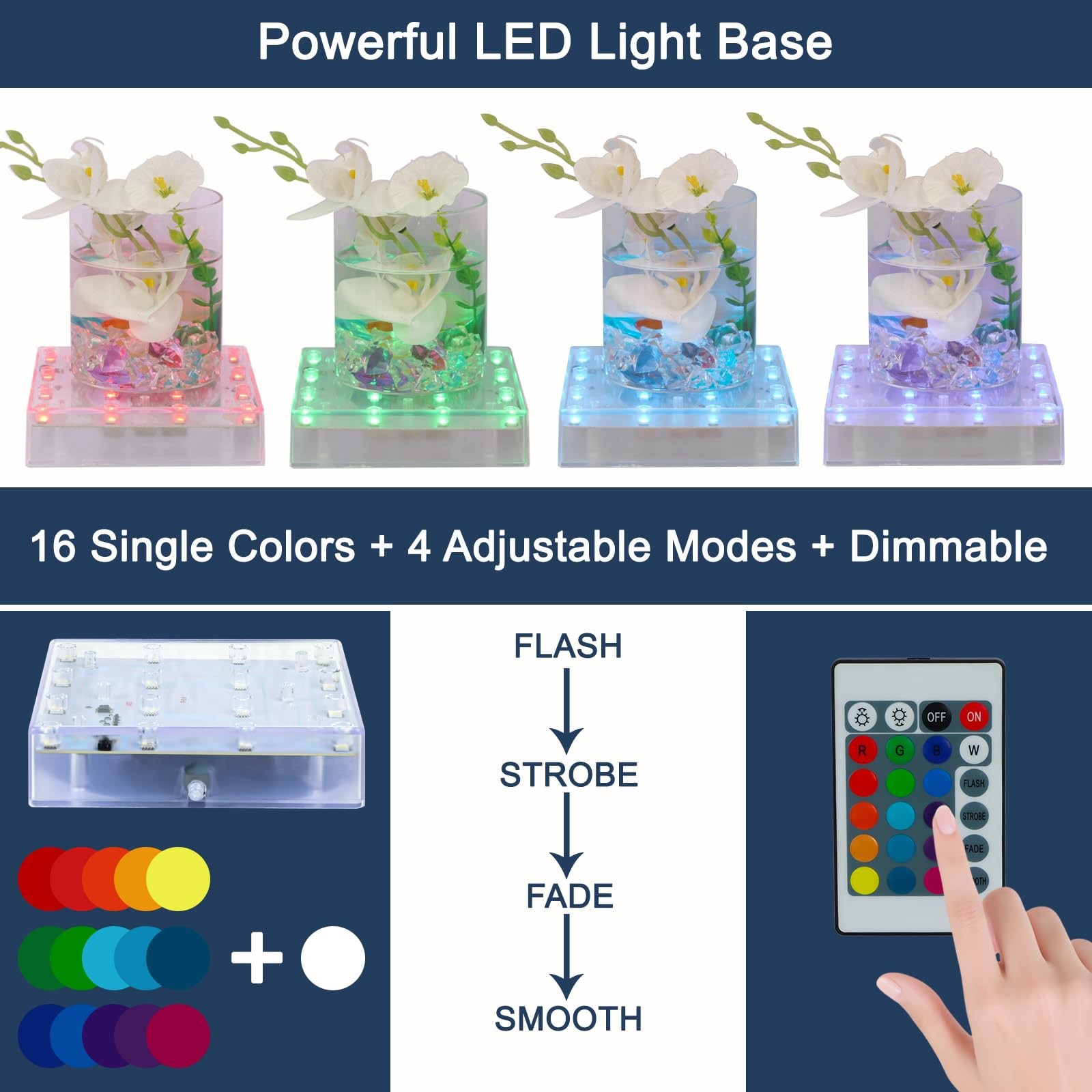 Square LED Light Base with Remote -5 Inch Multicolor Display Pedestal Light B…