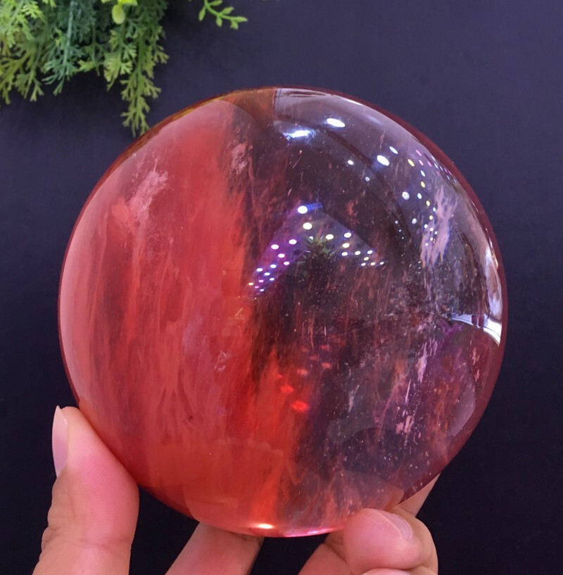 118mm 2.1kg Red Cherry Quartz Sphere Ball Fortune For Meditation,Home Decor,Gift
