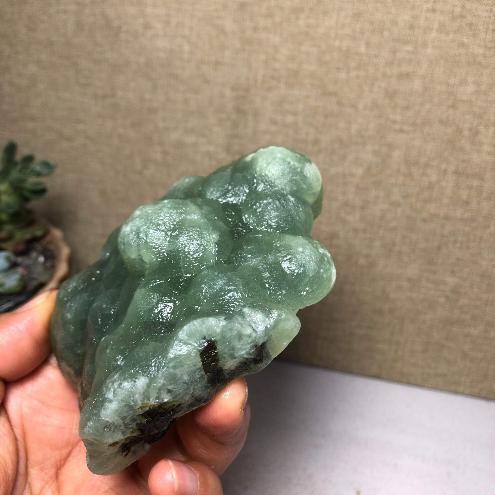 Natural grape Prehnite Tourmaline paragenesis Crystal specimen 272g A5093