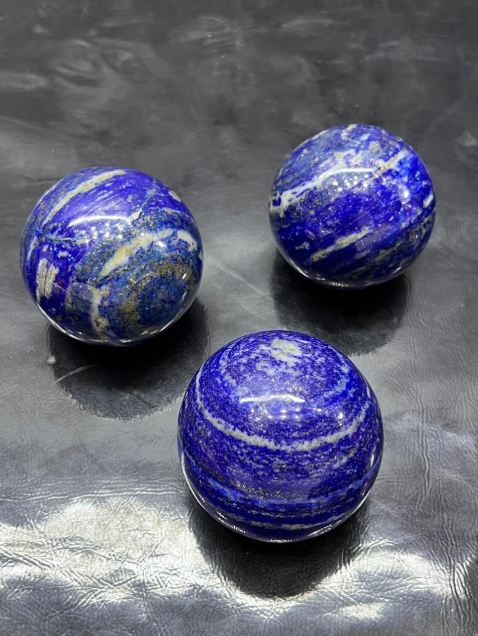 High Quality Natural Lapis Lazuli Spheres Lot 1.6kg (3 Pieces) Polished Crystal