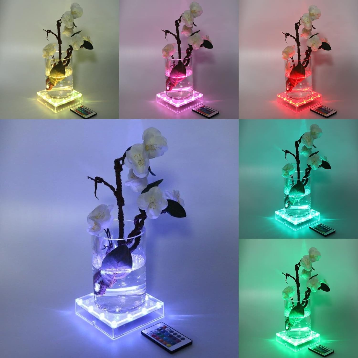 Square LED Light Base with Remote -5 Inch Multicolor Display Pedestal Light B…