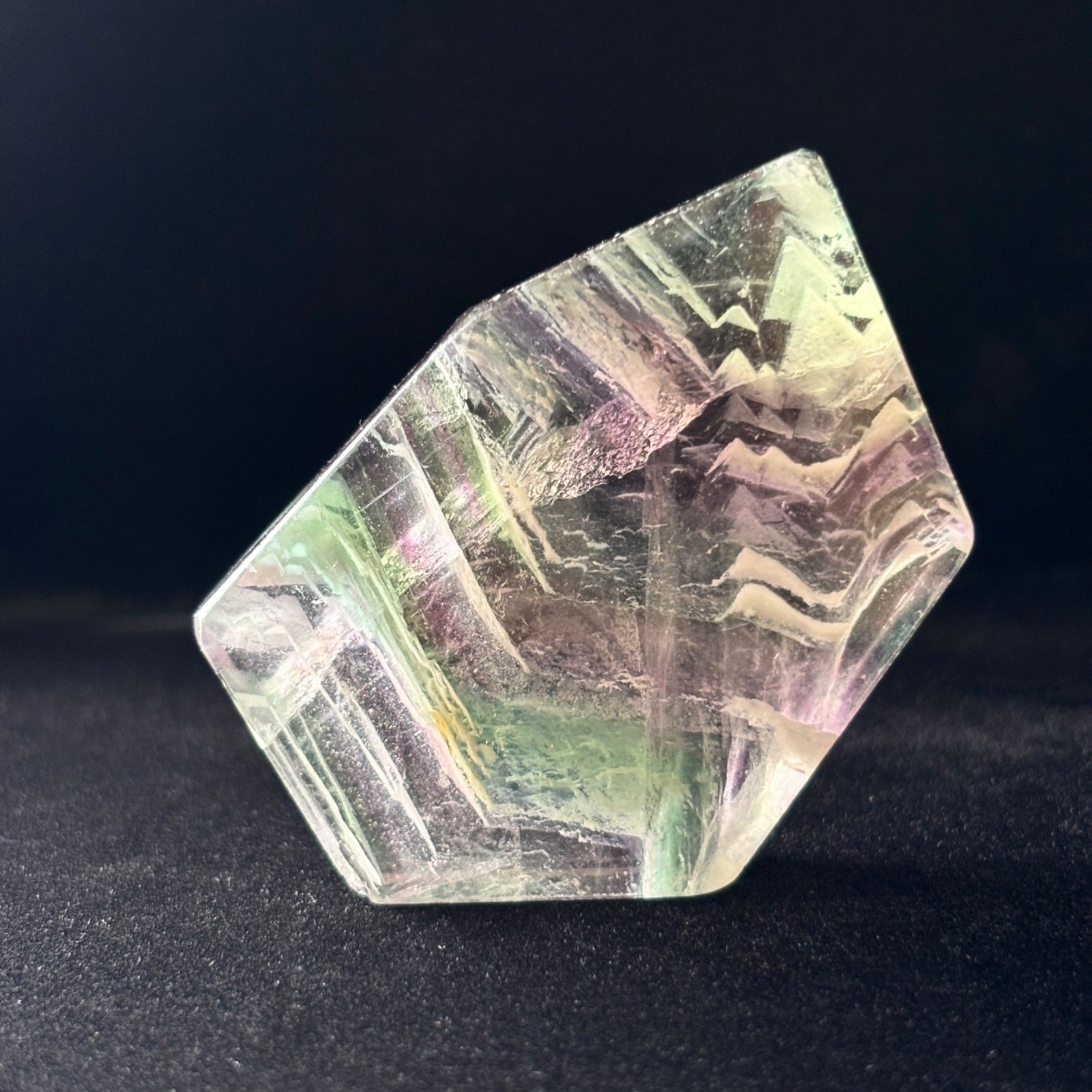 Fluorite Lot Geometric Polished Palm Stone Purple Green Slabs Display UV Glow